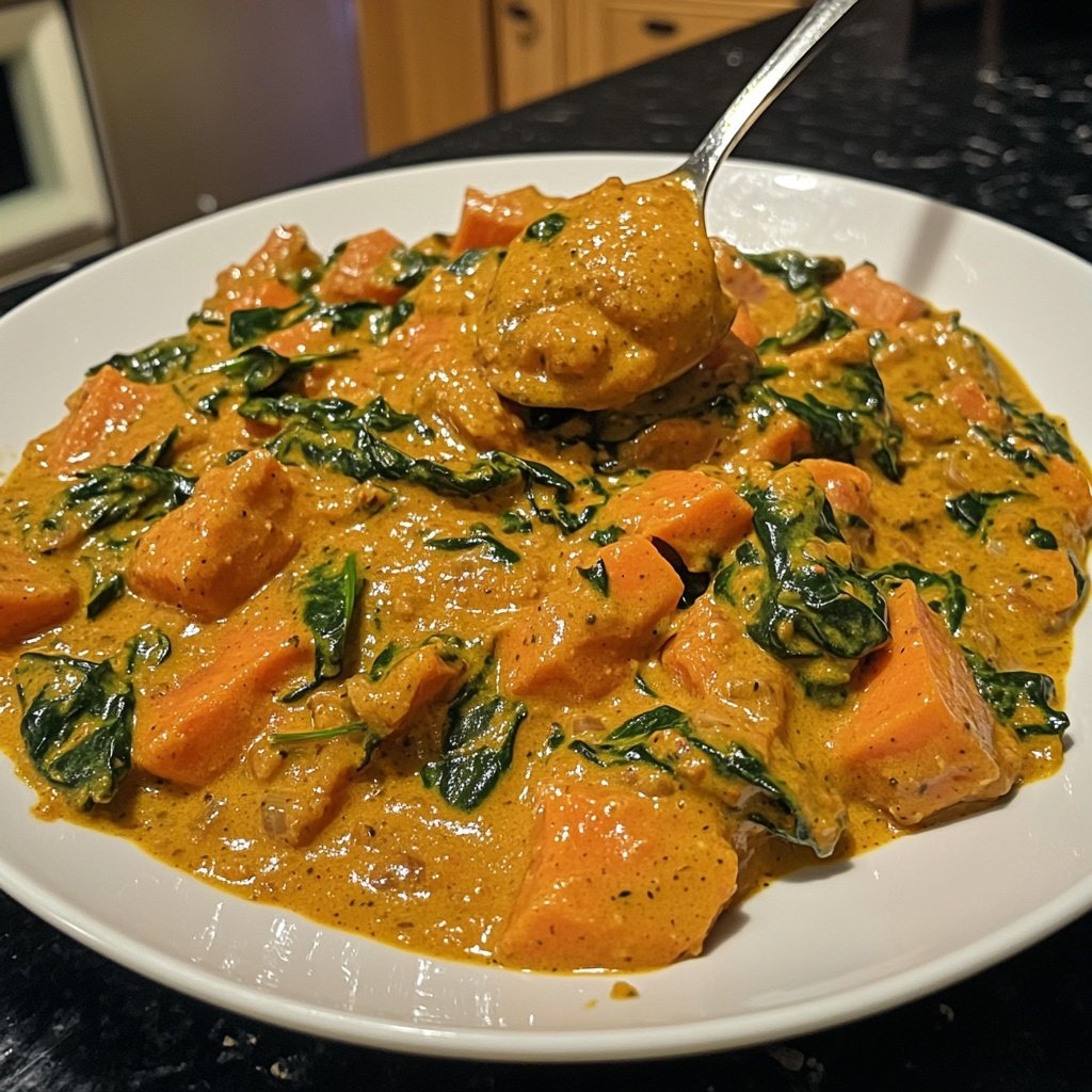 Süßkartoffelcurry mit Spinat