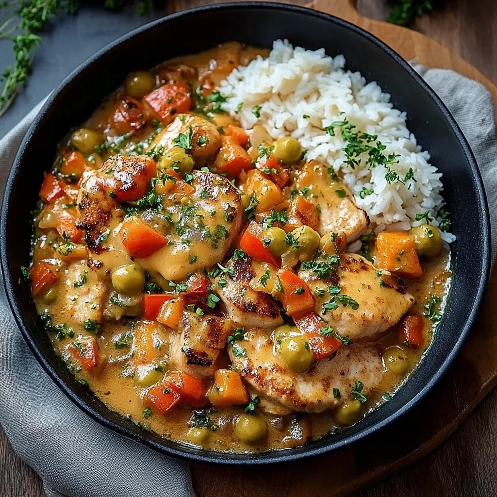 Reis mit Gemüse-Frischkäse-Sauce