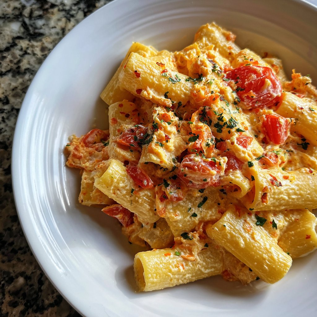 Rigatoni mit Tomaten und Ricotta