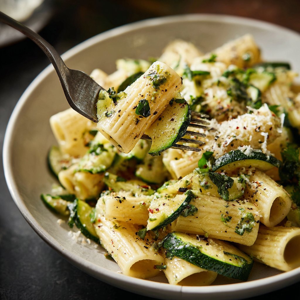 Rigatoni mit Zucchini und Kräutern