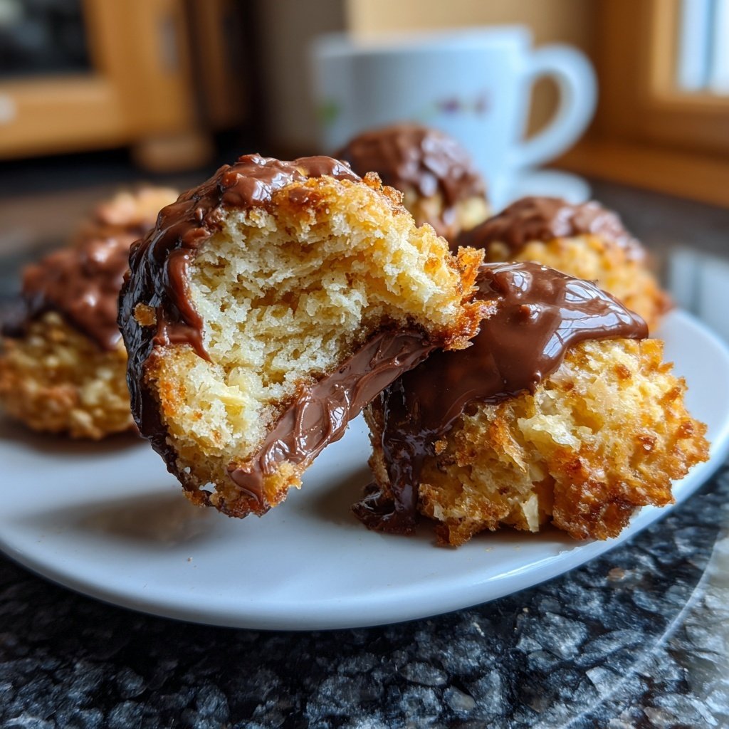 Quarkbällchen gefüllt mit Nougat