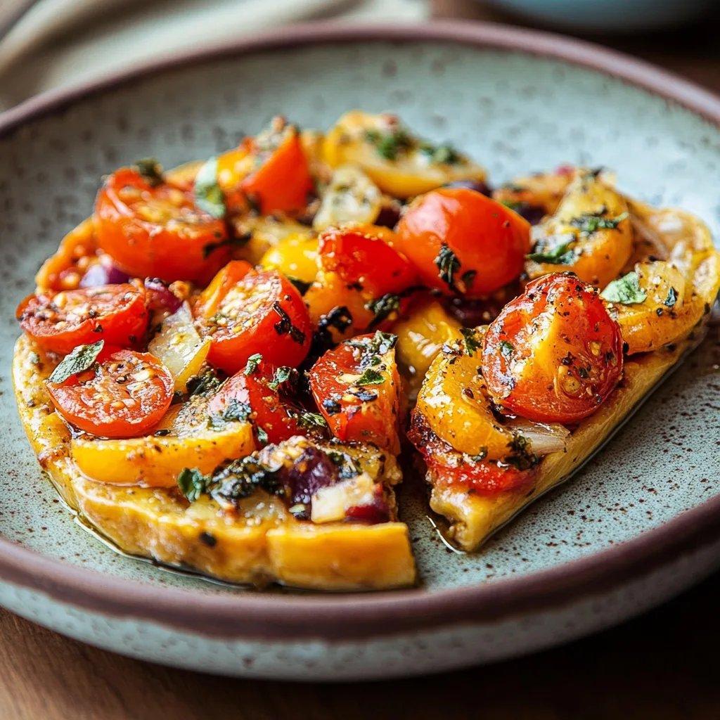 Kürbistarte mit Tomaten und Oliven