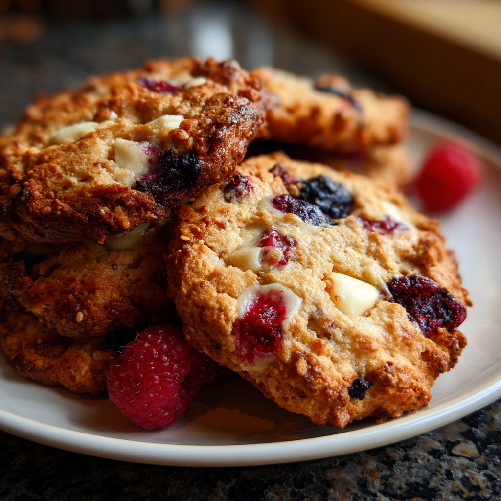 Cookies mit weißer Schokolade und Beeren