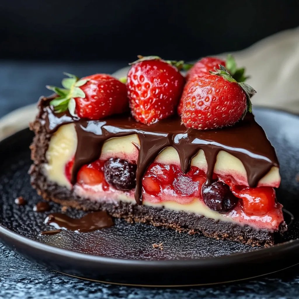 Schokoladekäsekuchen mit Erdbeeren