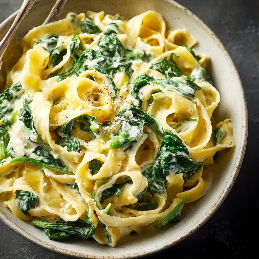 Tagliatelle mit Spinat und Zitronencreme