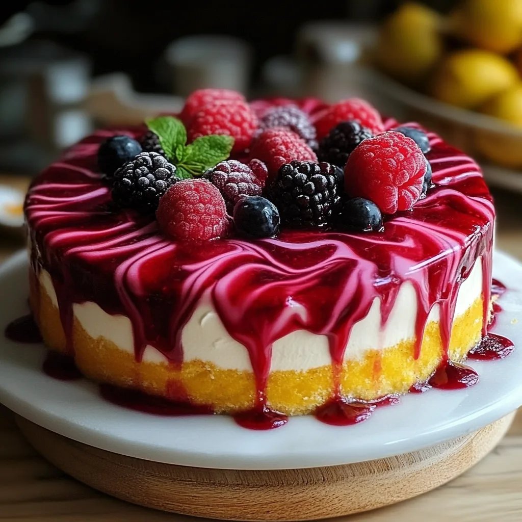 Zitronen-Himbeer-Marmor-Käsekuchen