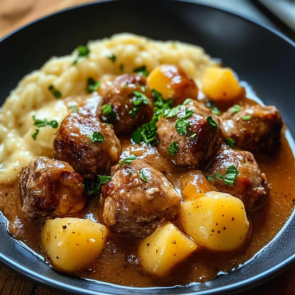 Fleischbällchen in Sahnesauce mit Kartoffelpüree