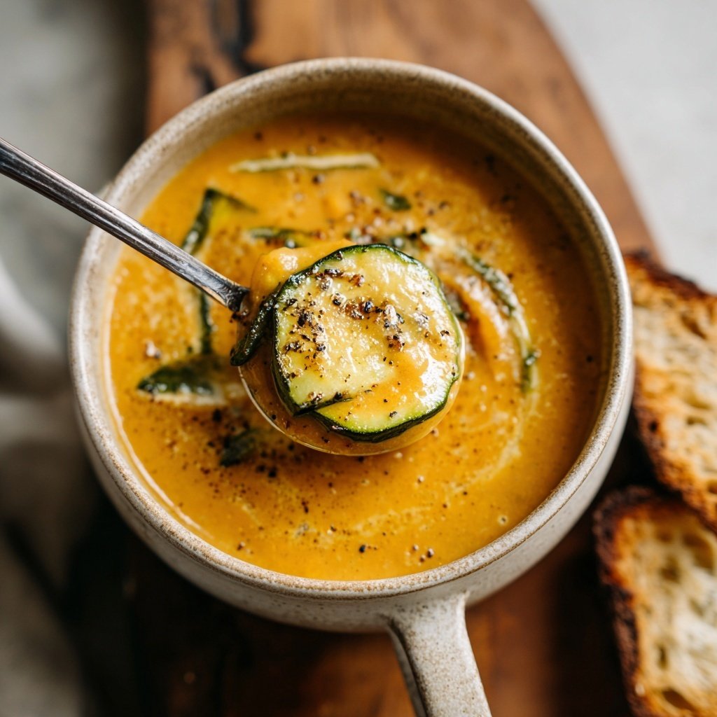 Cremige Kürbissuppe mit Zucchini