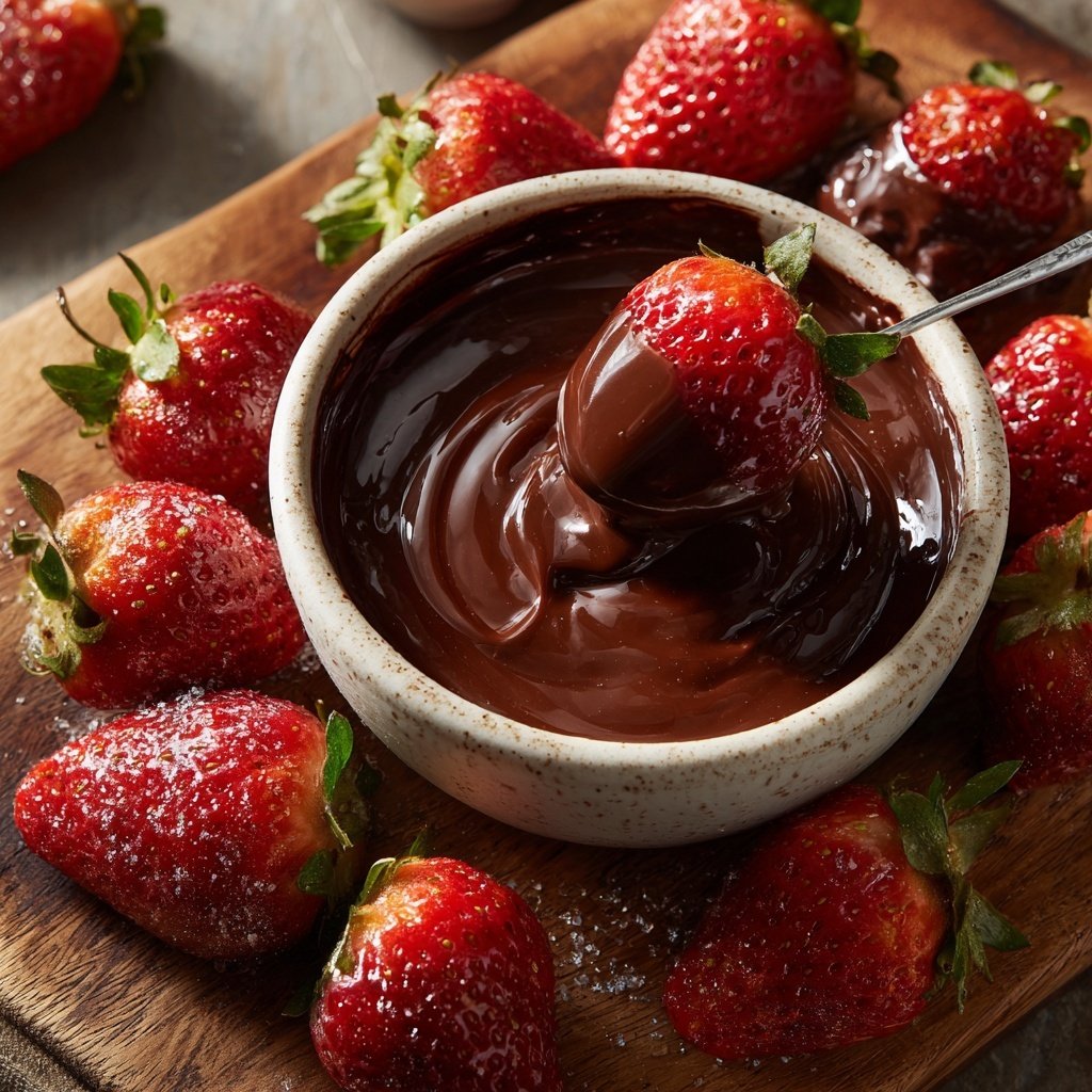 Schokoladenfondue mit Erdbeeren
