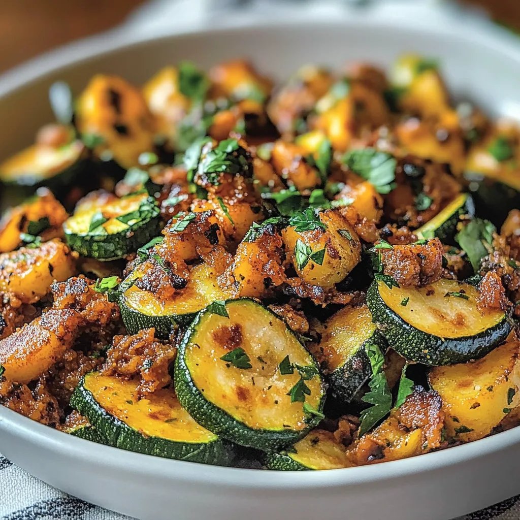 Zucchini-Kartoffel-Pfanne mit Hackfleisch