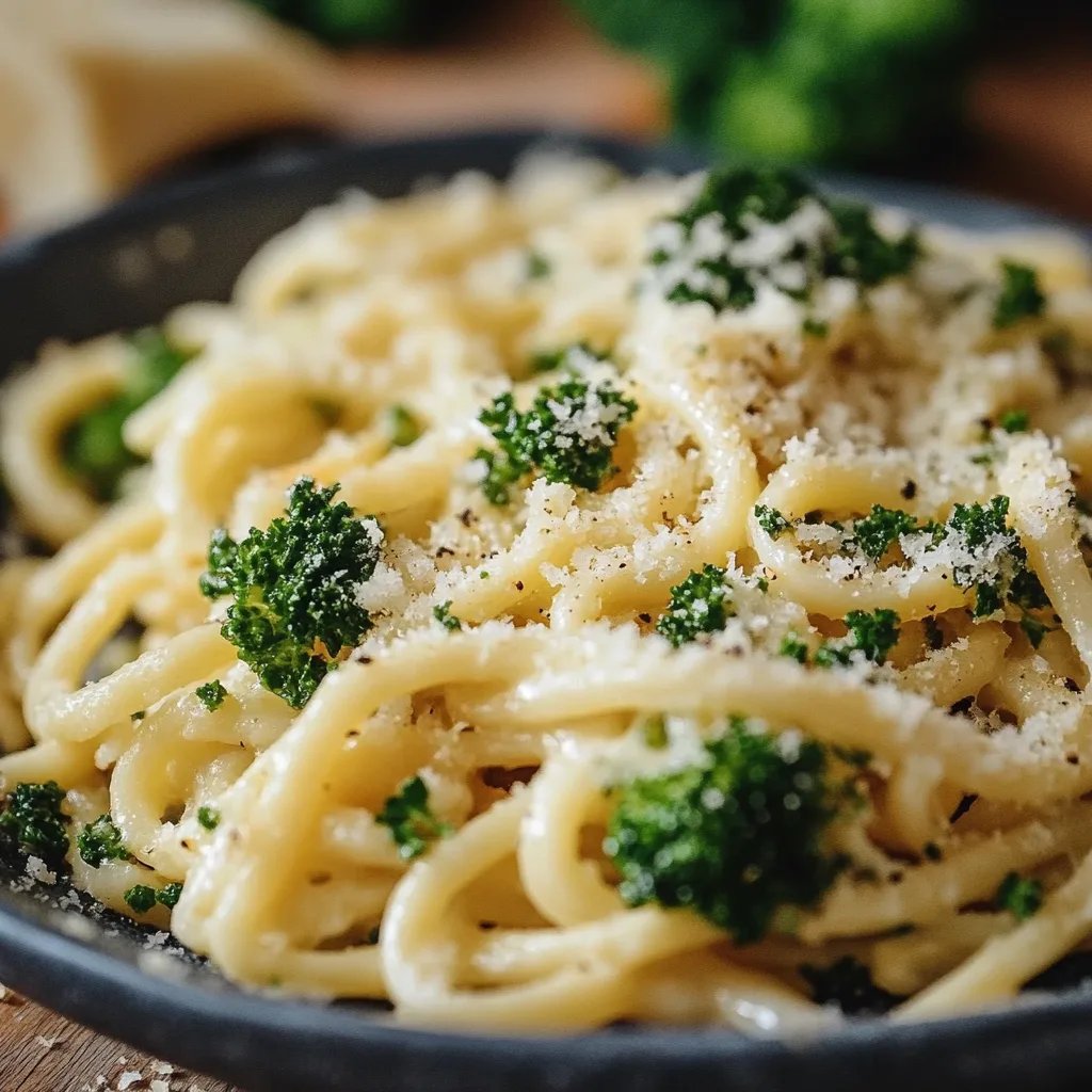 Brokkoli-Nudeln mit Parmesansoße