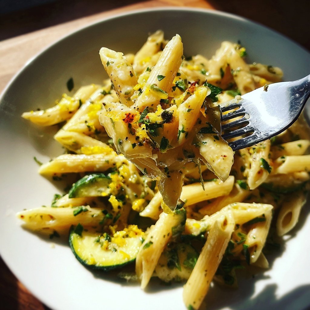 Penne mit Zucchini und Zitrone