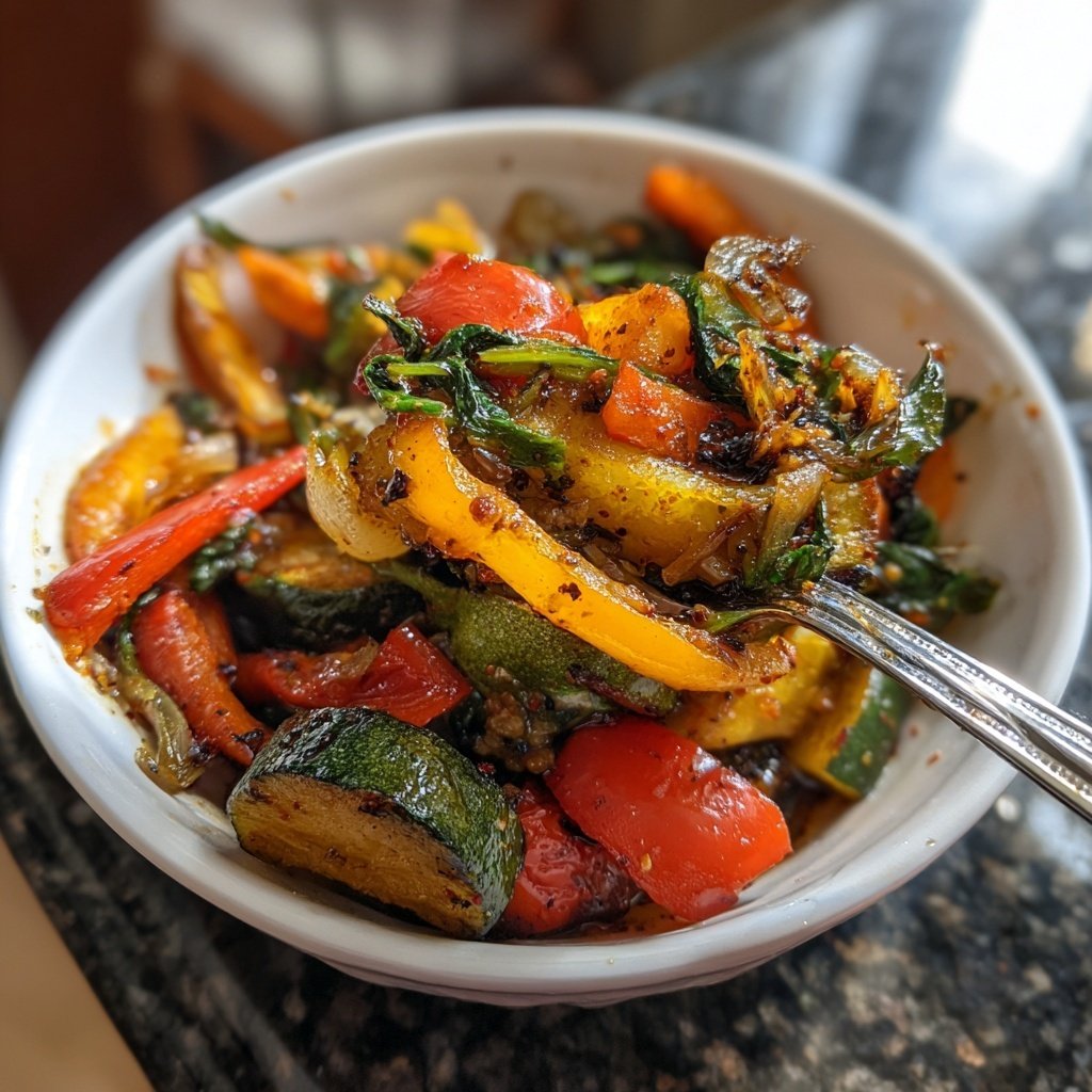 Abendessen mit Gemüsepfanne