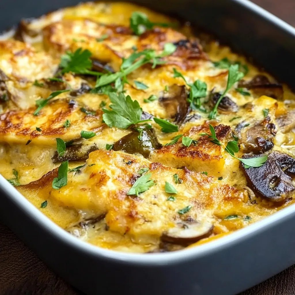 Schnitzel-Gratin mit Curry und Champignons